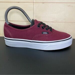 Vans Authentic Maroon Women's Size 6 Shoes Canvas Sneakers White Black 721356